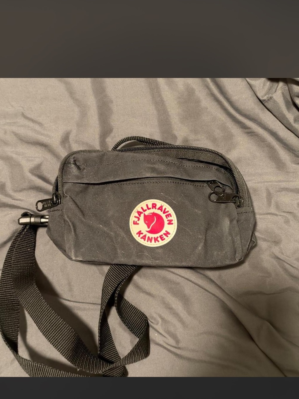 Fjallraven Kanken Black Belt Bag with Red Logo